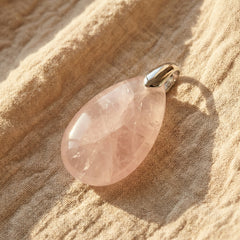Wisiorek z kwarcem różowym w kształcie kropli kamień naturalny - zdjęcie 1