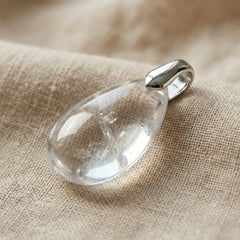 Naszyjnik z kryształem górskim w kształcie kropli biżuteria boho - zdjęcie 1