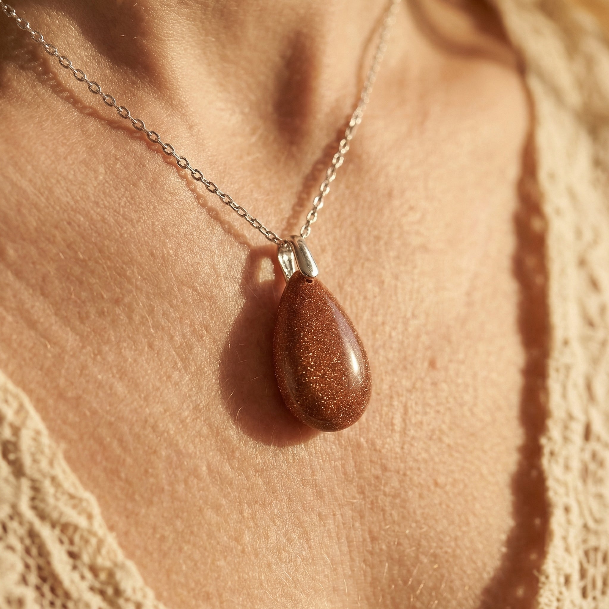 Naszyjnik z tygrysim okiem w formie szlachetnej kropli boho - zdjęcie 6